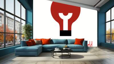 An idea will change the world text in red colour and light bulb on white background Wall mural