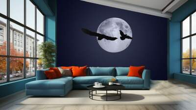 full moon and shadow of two birds Wall mural