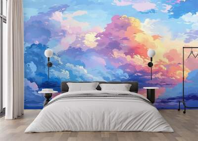 cloudy sky landscape pixel art Wall mural