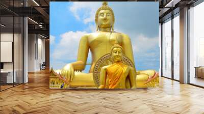 Buddha statue big golden background gold temple Wall mural