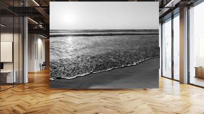 Impressive seascape of Ocean Beach in San Diego, California. Sunset. Black and white Wall mural