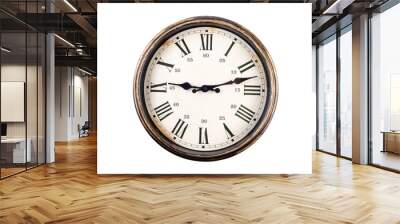 Vintage Clock in Roman numerals Isolated on White Wall mural