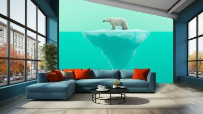 A polar bear stands on an iceberg, showcasing the beauty and fragility of Arctic environments amid climate change challenges. Wall mural