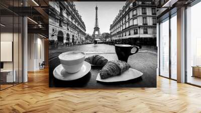 black and white paris cafe Wall mural