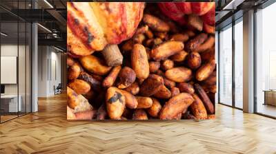 nuts and cocoa fruit closeup Wall mural