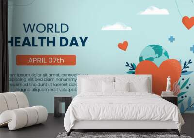 Hand drawn world health day celebration social media post template Wall mural