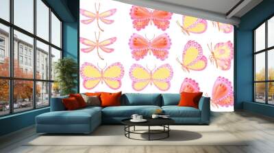 Set Of Watercolor Butterfly Wall mural