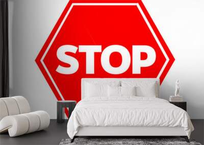 stop sign isolated on white Wall mural