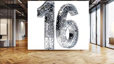 3d number 16 on a transparent background Wall mural