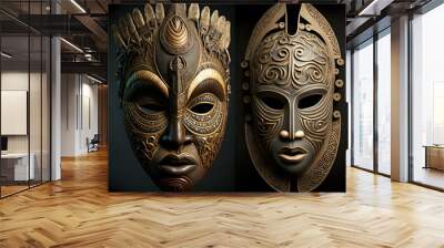 African culture Wooden african masks Wall mural