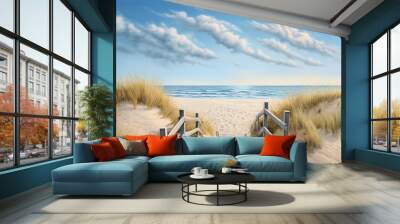 beach chairs on the beach Wall mural