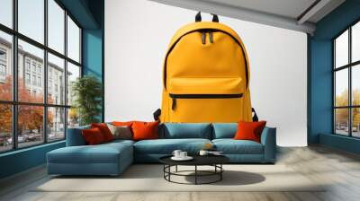 Colorful School backpack on white background Wall mural