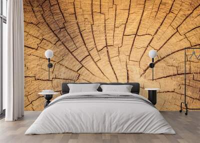 Wooden background image: tree stump, close up Wall mural