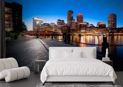 Boston harbor at dusk in Boston Massachusetts USA Wall mural