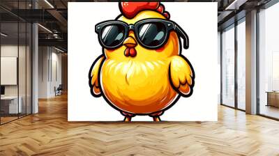 funny chicken with sunglasses Wall mural