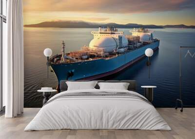 Liquefied natural gas ship cruising on the ocean Wall mural