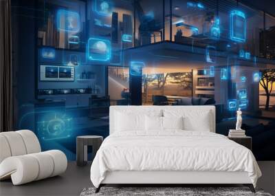 Smart home with connected infrastructure Wall mural