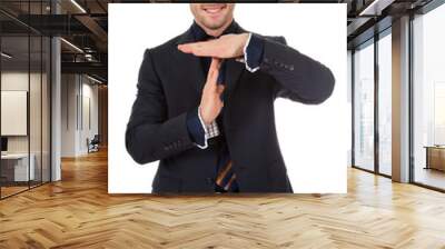 attractive businessman time out symbol Wall mural