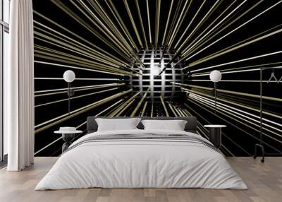 disco ball with sparkling lights reflecting. Wall mural