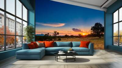 Sunset Over Open Field Wall mural