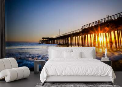 Sunset at pismo pier Wall mural