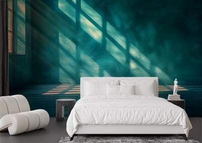 teal colored room Wall mural