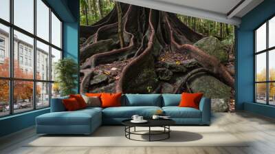 ancient fig tree roots and buttresses Wall mural