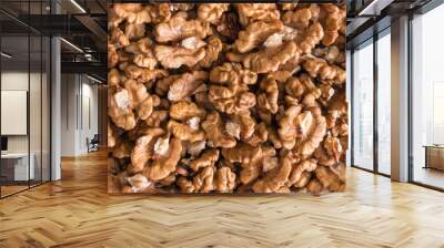 closeup of shelled organic walnut halves  Wall mural