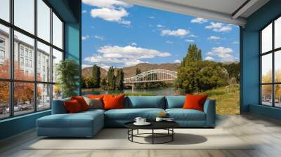 steel truss arch bridge above Clutha River in Alexandra, Central Otago, South Island, New Zealand Wall mural