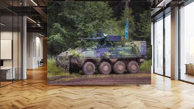 Soldier preparing his combat vehicle for action. Wall mural