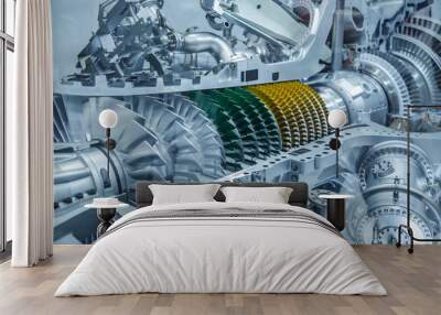 Cross section of a turbo jet engine Wall mural