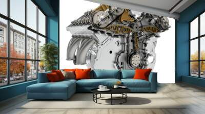 Engine timing chain. Car engine timing chain. 
Timing chain or set of timing gears is used to synchronize the rotation of the crankshaft and the camshaft. Wall mural