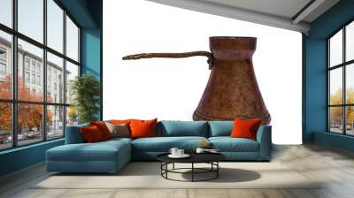 Bronze / copper  turkish / arabic coffee pot with straight handle isolated on white studio background Wall mural