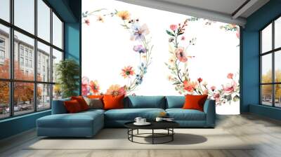 Floral wreath with colorful spring flowers Wall mural