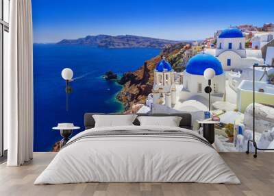 Beautiful Oia town on Santorini island, Greece Wall mural