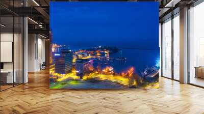 Cityscape of Gdynia by the Baltic Sea at dusk. Poland Wall mural