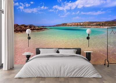 Elafonissi beach with pink sand on Crete, Greece Wall mural