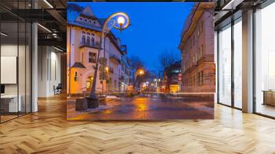 Famous Krupowki street in Zakopane, Poland Wall mural