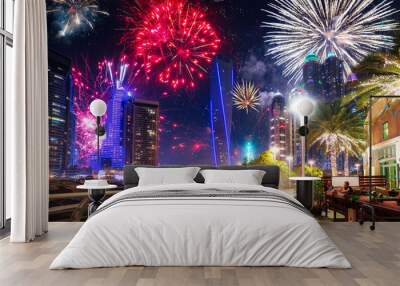 New Years fireworks display in Dubai, UAE Wall mural