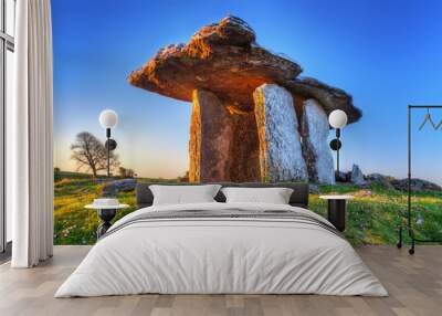 poulnabrone portal tomb in burren at sunrise, ireland Wall mural