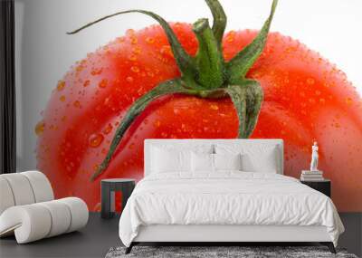 Red juicy tomato isolated on white Wall mural