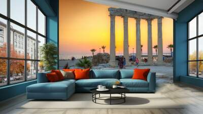 The Temple of Apollo in Side at sunset, Turkey Wall mural