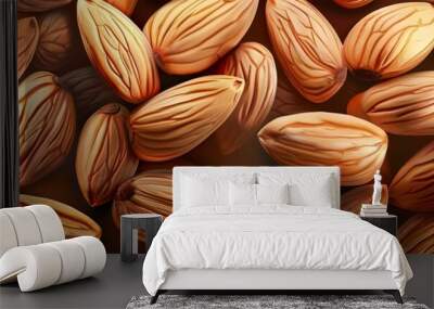 close up of nuts on wooden background Wall mural