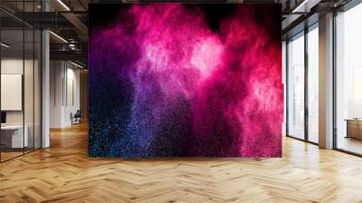 abstract color powder splatted on black background,Freeze motion of color powder exploding. Wall mural