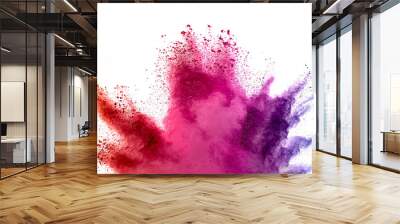 Abstract multicolored powder splash on white background.Freeze motion of color powder exploding. Wall mural