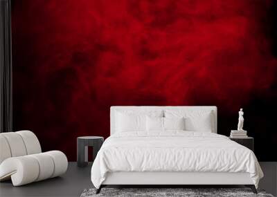 Abstract red smoke on black  background. Red color clouds. Wall mural