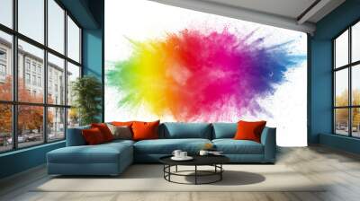 Color Holi Festival. Colourful explosion for Happy Holi powder. Color powder explosion background. Wall mural