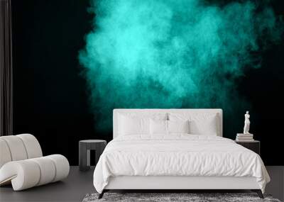 green color powder explosion cloud isolated on black background. Wall mural