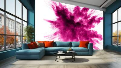 Pink powder explosion isolated on white background. Wall mural