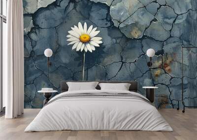 Bright Surfac Dark Single Daisy From Emerging Cracked Donzb Wall mural